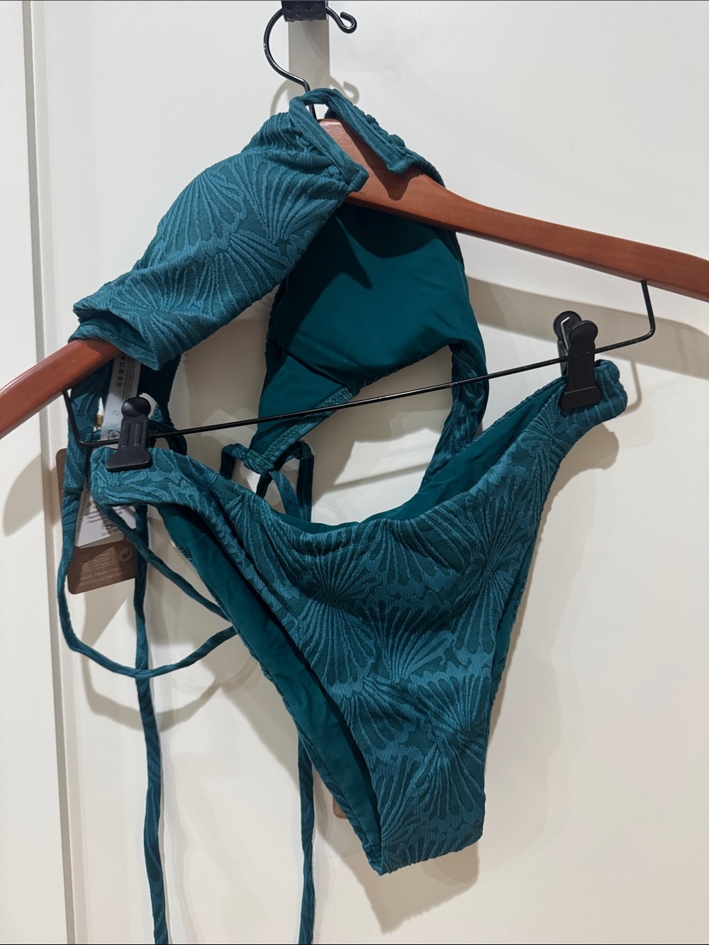 Berlook Teal Textured High-Cut Bikini Set - Women Swim